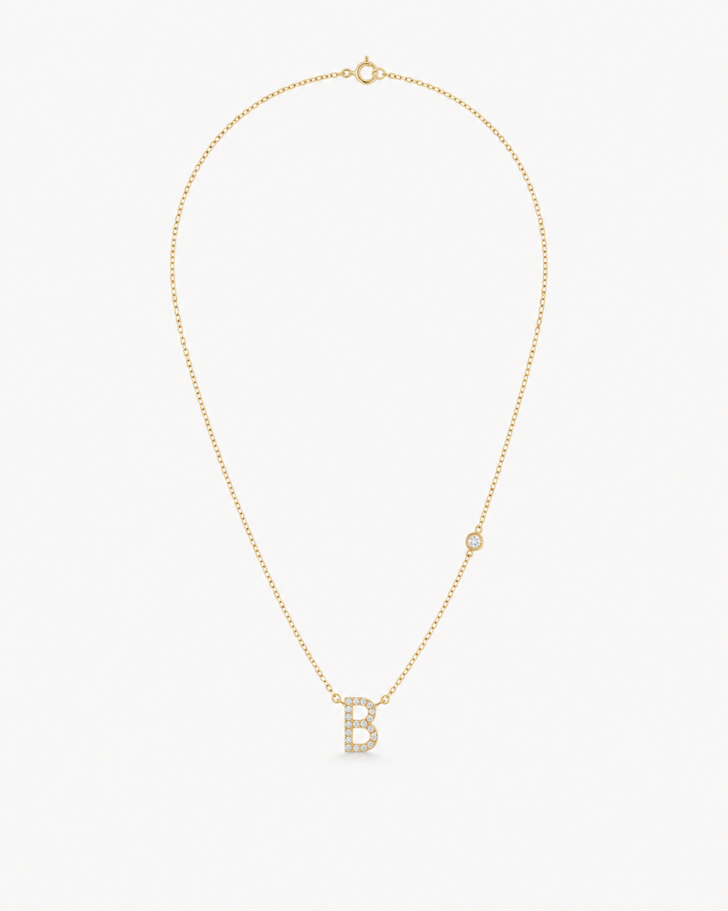 Personalized Diamond Pave Initial Birthstone Necklace