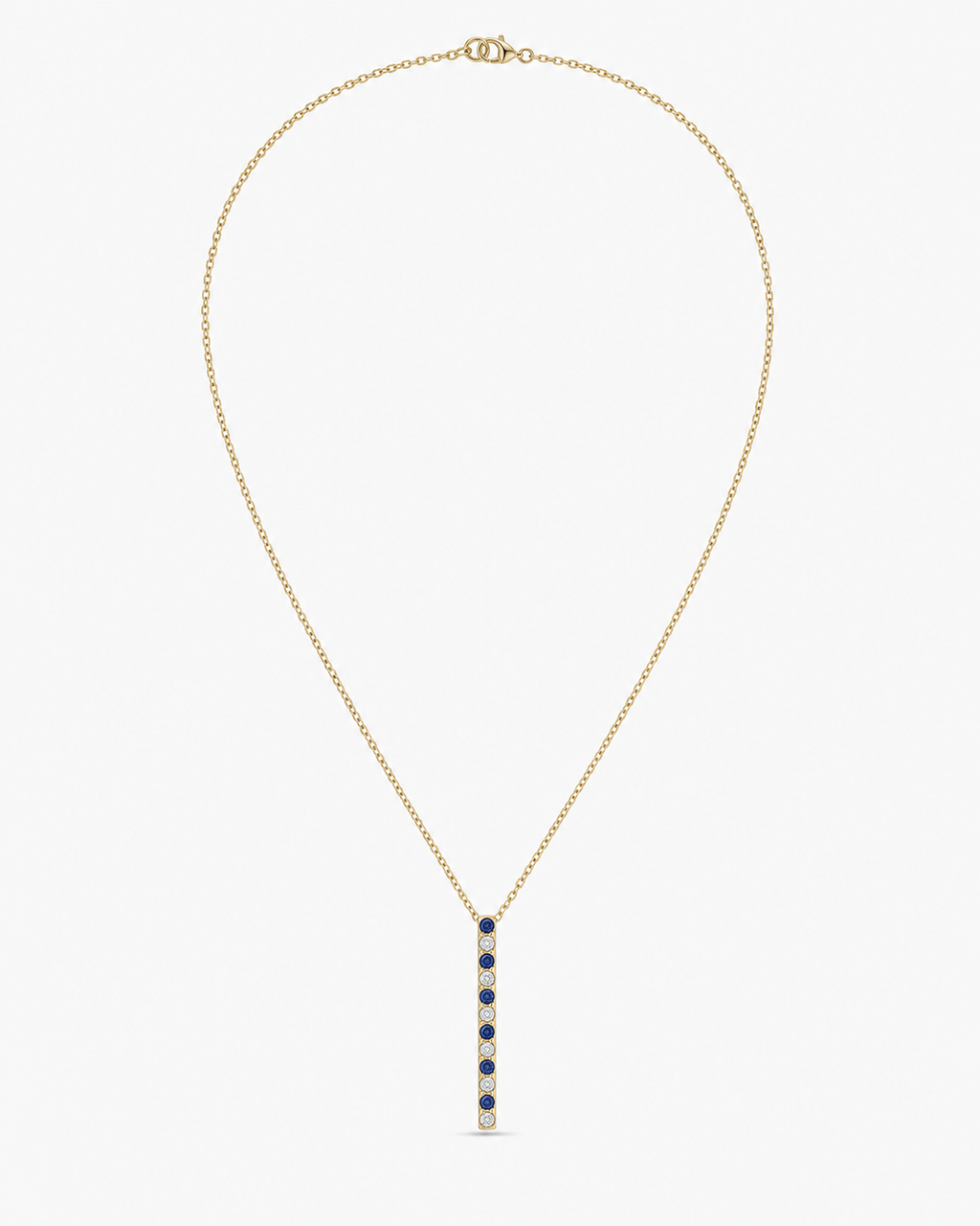 Dainty Sapphire Diamond Bar Necklace