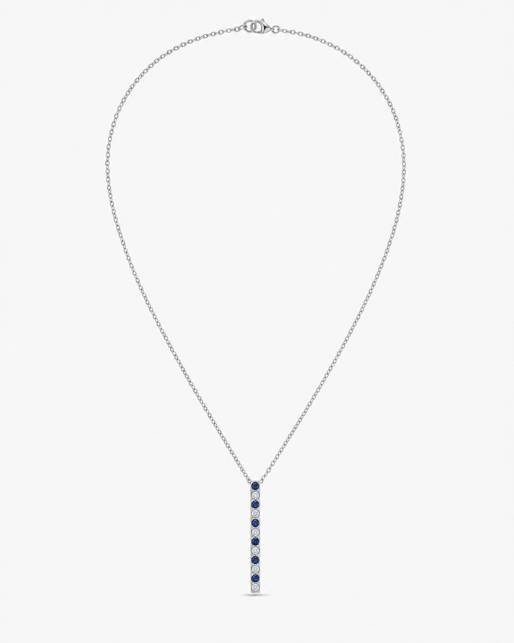 Dainty Sapphire Diamond Bar Necklace