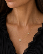 Personalized Diamond Pave Initial Birthstone Necklace
