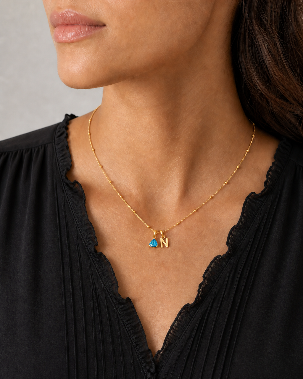 Personalized Birthstone Initial Necklace