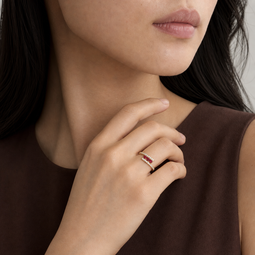 Ruby Diamond Tennis Band Ring