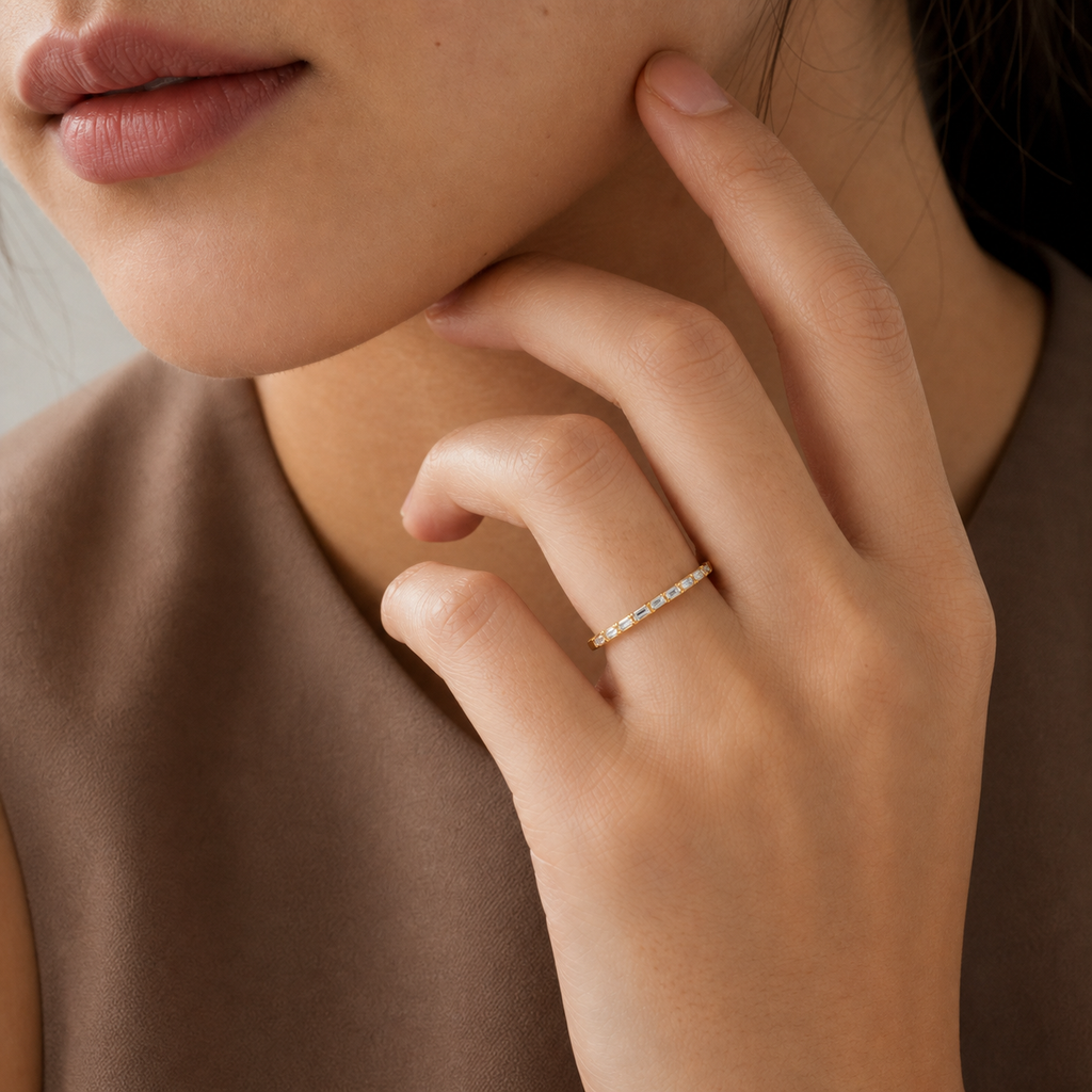 Dainty Baguette Diamond Half Band