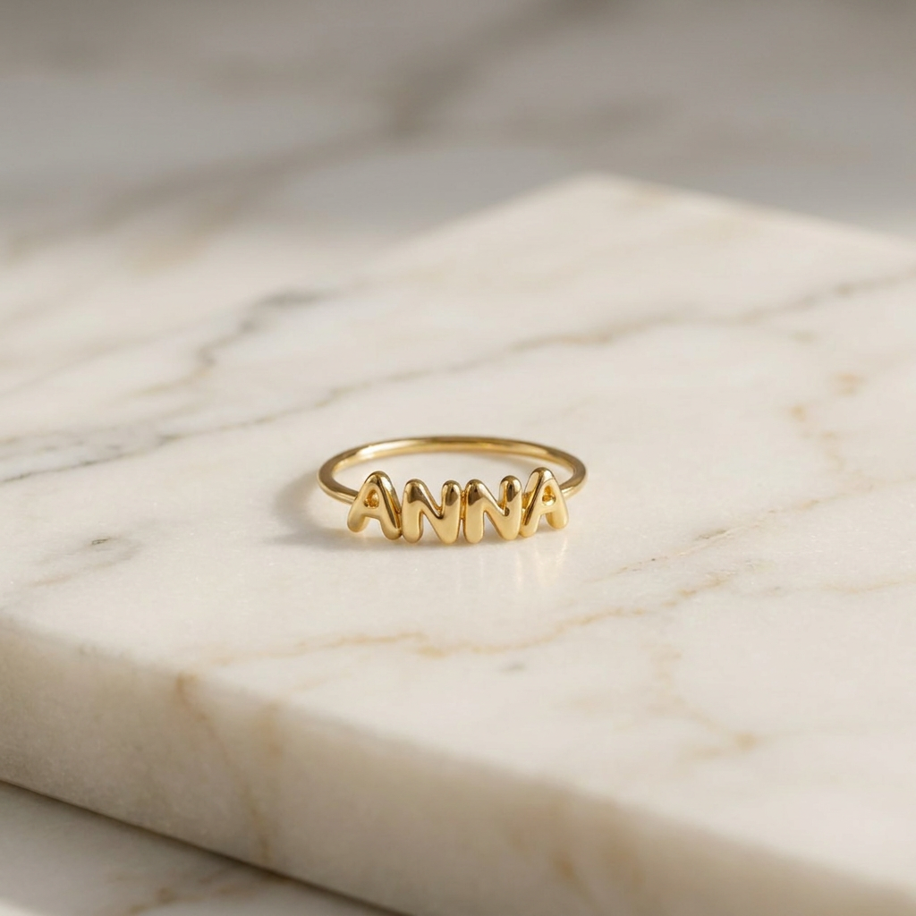Personalized Bubble Name Ring