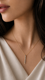 Dainty Sapphire Diamond Bar Necklace