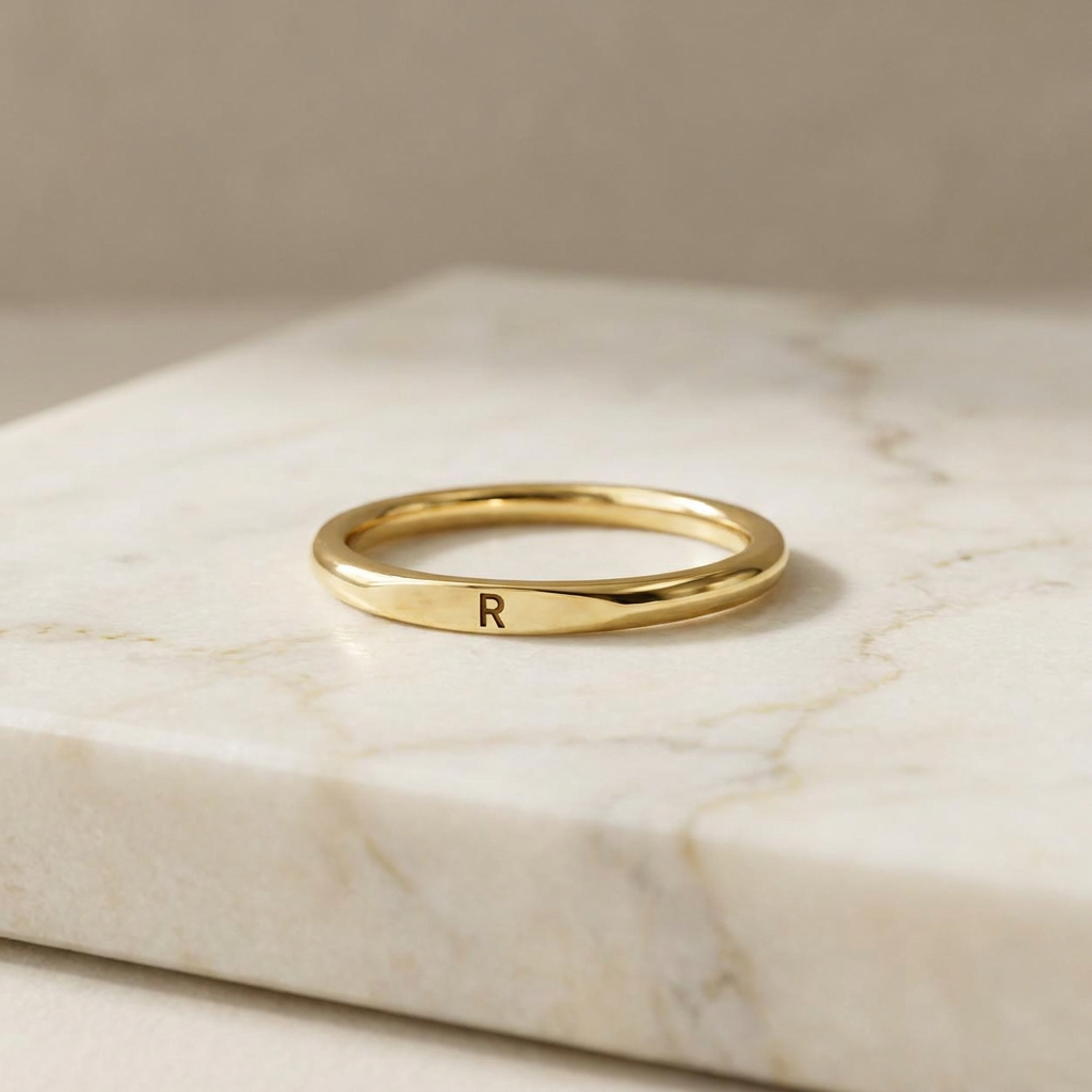 Personalized Initial Letter Band Ring