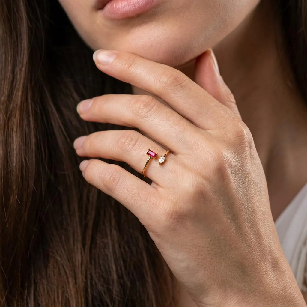 Personalized Toi Et Moi Open Band Ring