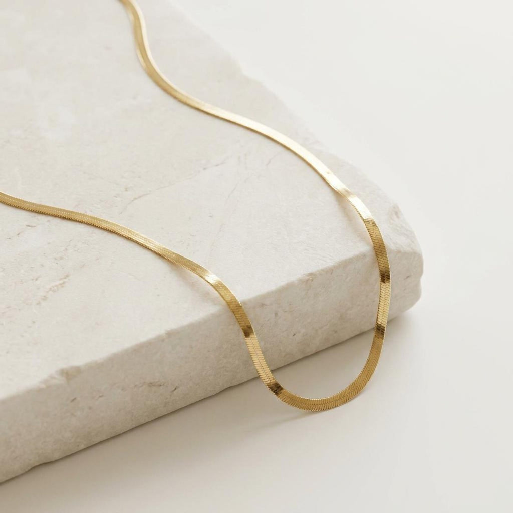 Gold Herringbone Chain Necklace