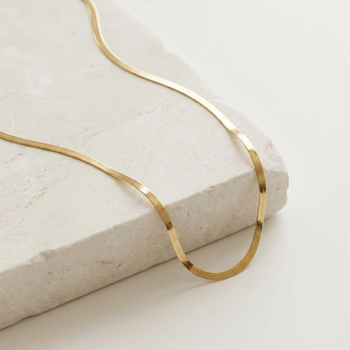 Gold Herringbone Chain Necklace