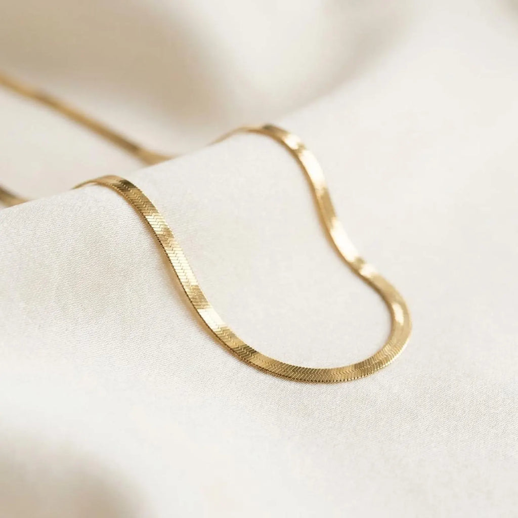 Gold Herringbone Chain Necklace
