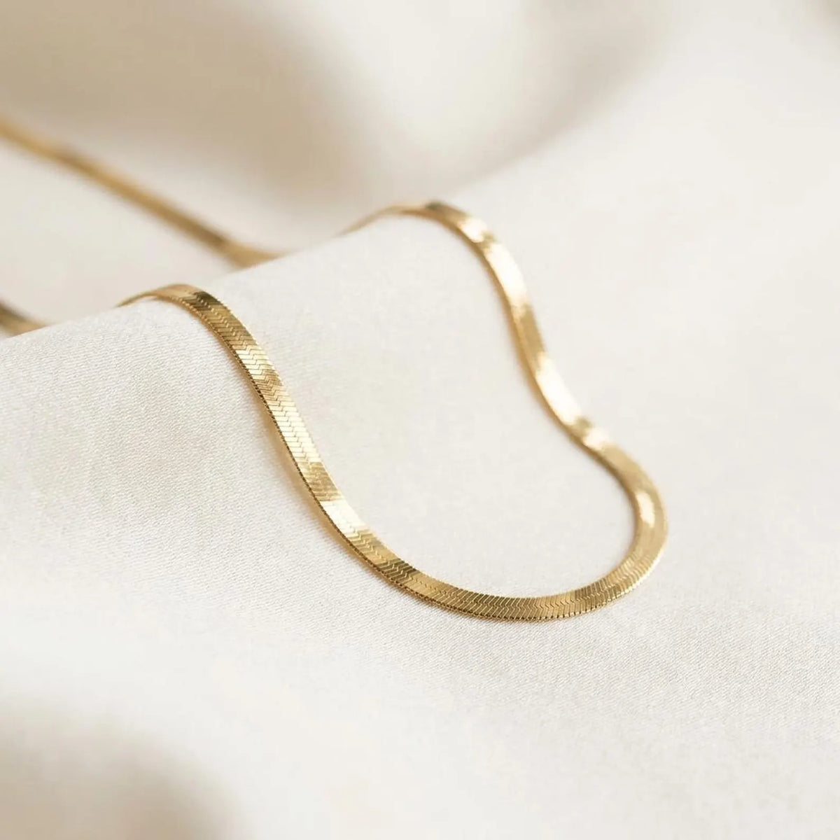 Gold Herringbone Chain Necklace