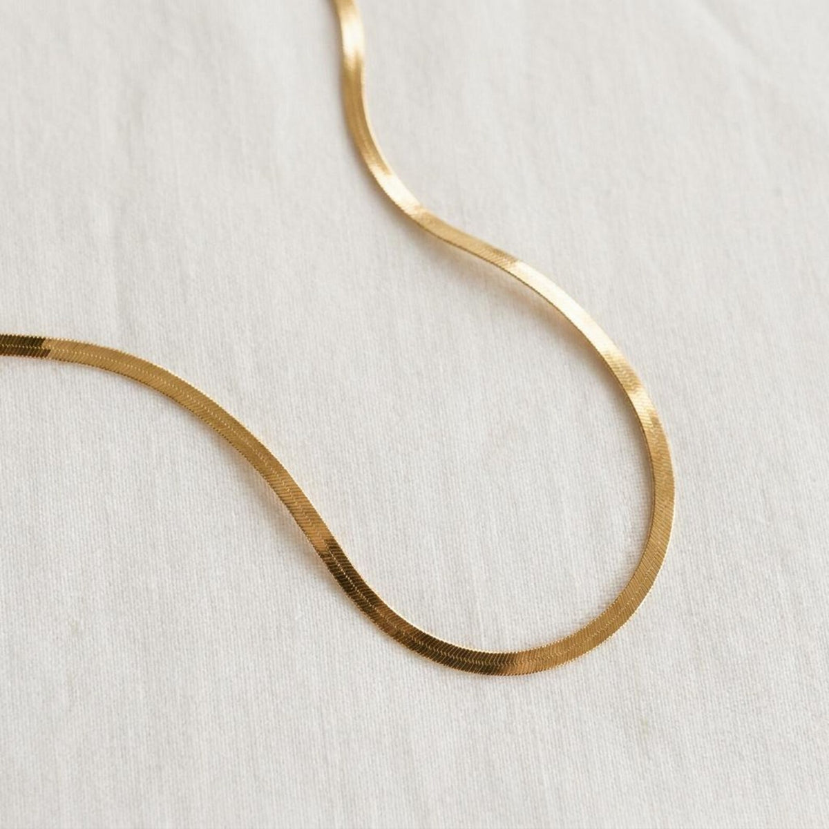 Gold Herringbone Chain Necklace