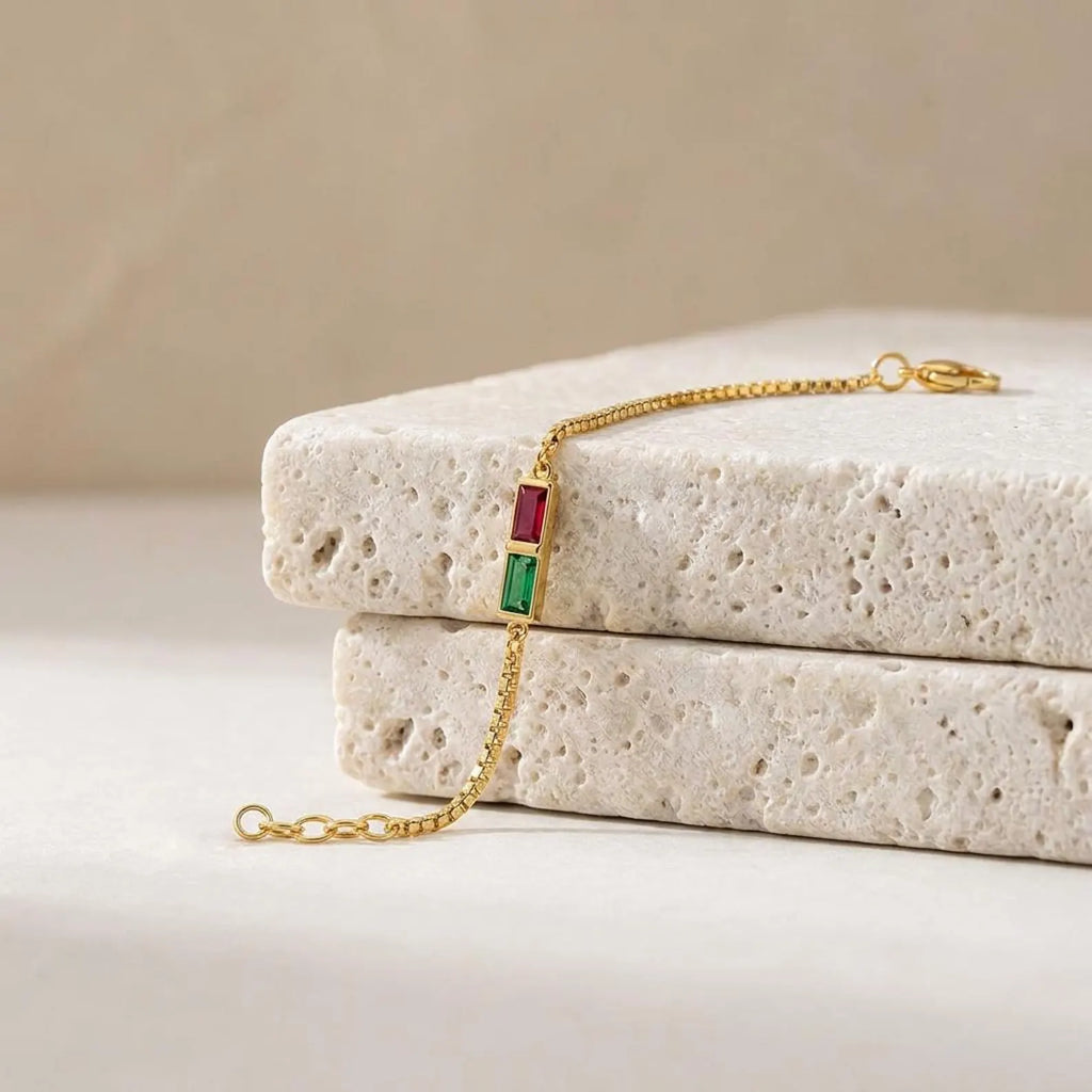 Personalized Baguette Birthstone Bracelet