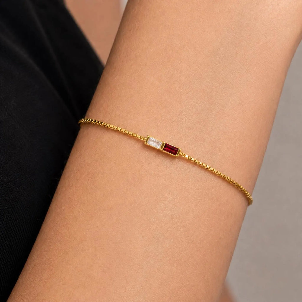 Personalized Baguette Birthstone Bracelet