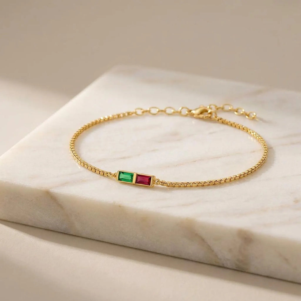 Personalized Baguette Birthstone Bracelet