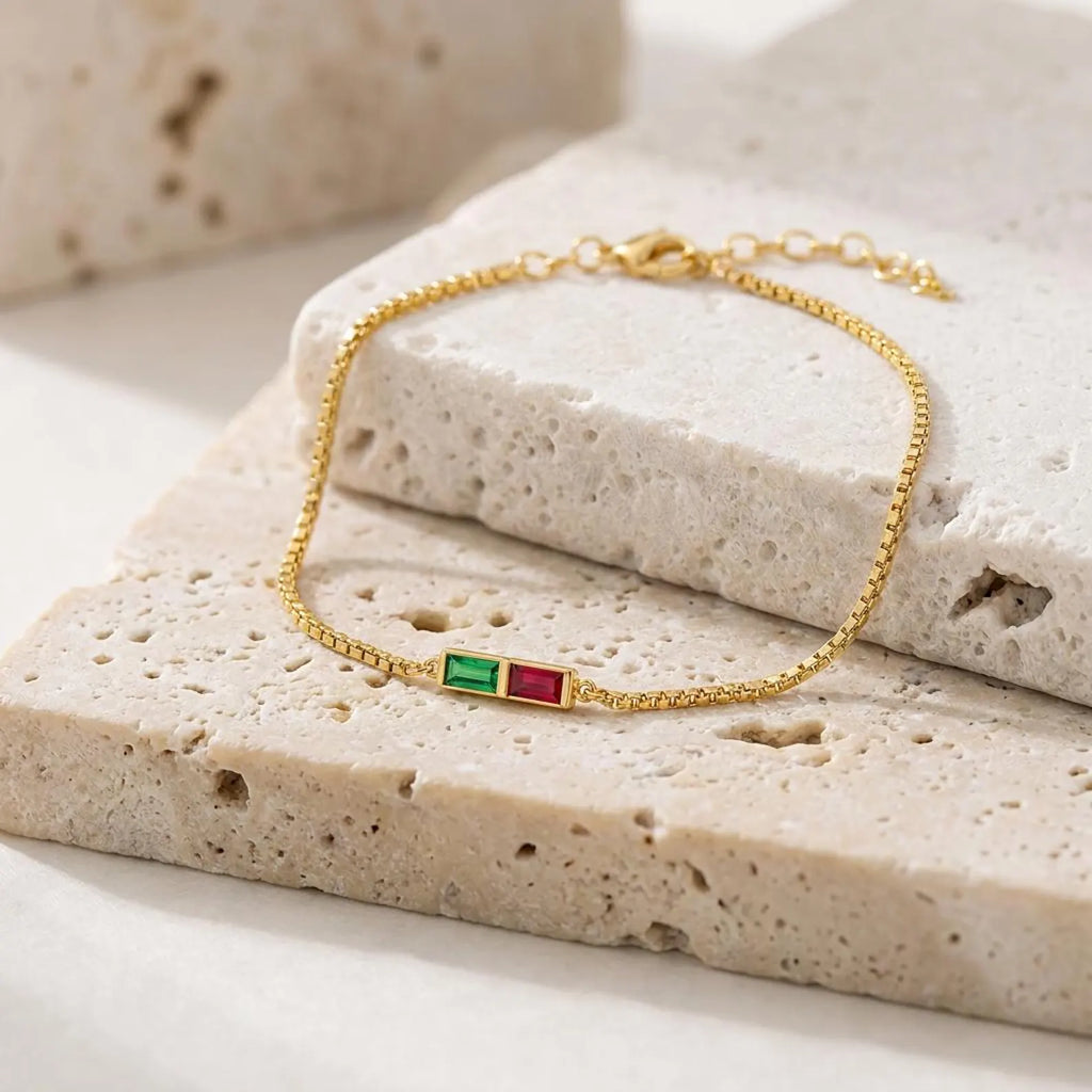 Personalized Baguette Birthstone Bracelet