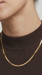 Gold Herringbone Chain Necklace