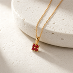 Personalized Flower Birthstone Pendant Necklace