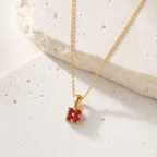 Personalized Flower Birthstone Pendant Necklace