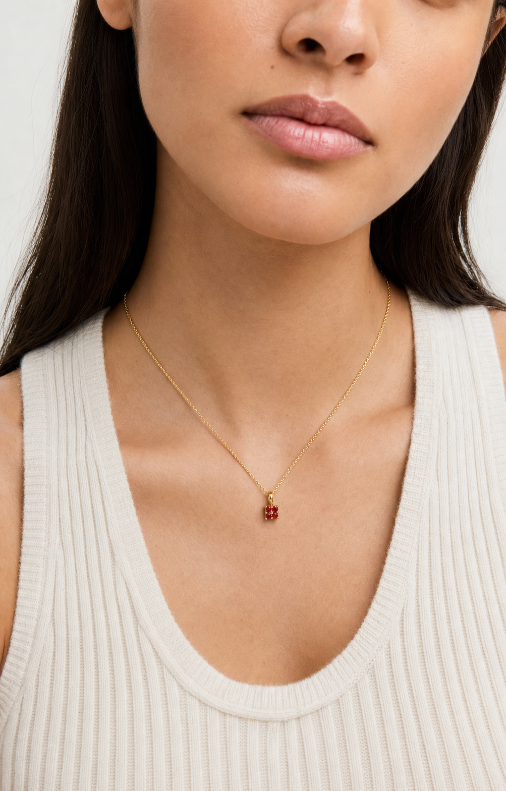 Personalized Flower Birthstone Pendant Necklace