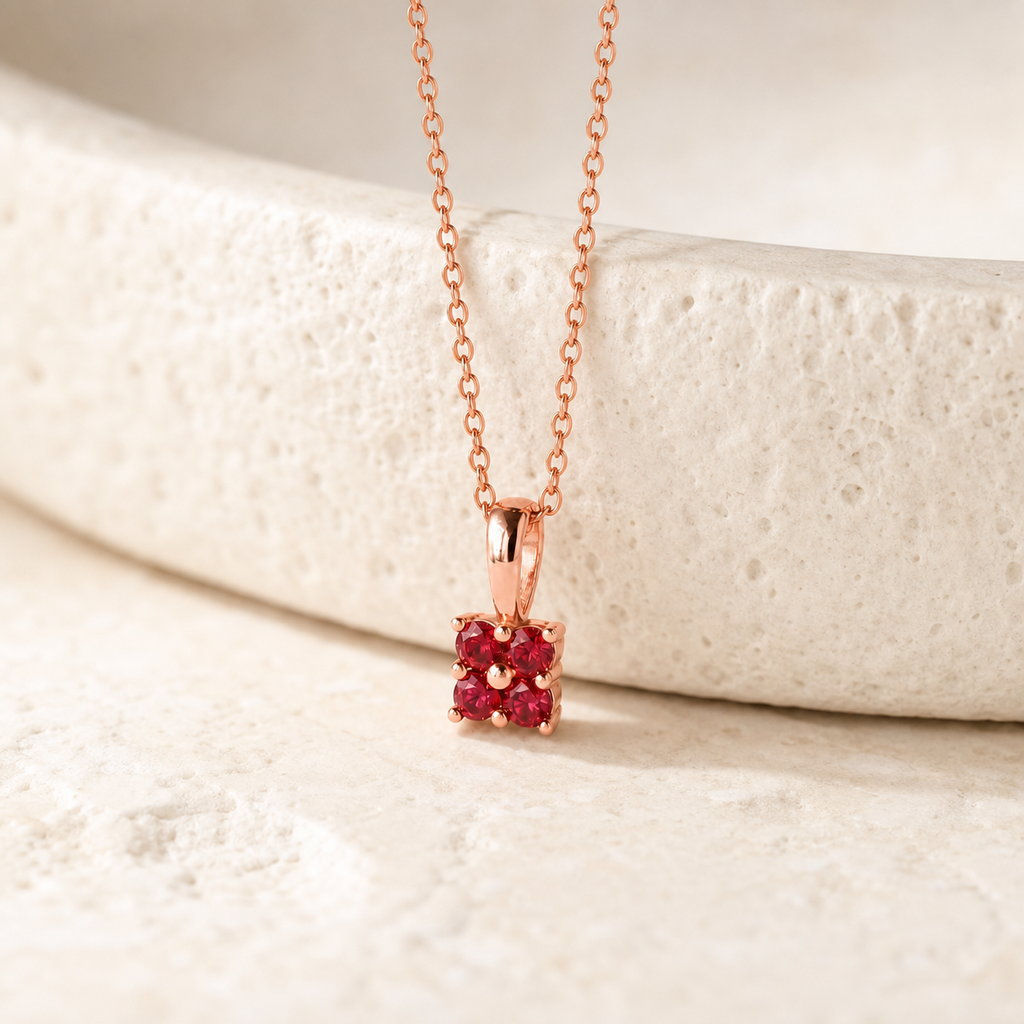 Personalized Flower Birthstone Pendant Necklace