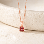 Personalized Flower Birthstone Pendant Necklace