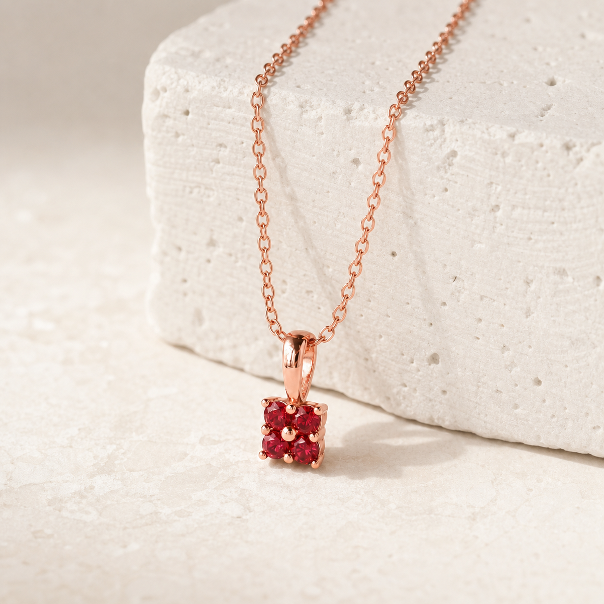 Personalized Flower Birthstone Pendant Necklace