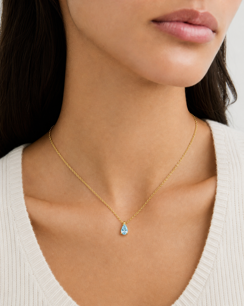 Pear Cut Birthstone Necklace