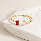 Two Baguette Birthstone Ring