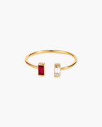 Two Baguette Birthstone Ring