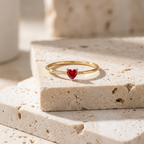 Personalized Dainty Heart Birthstone Ring