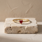 Personalized Dainty Heart Birthstone Ring
