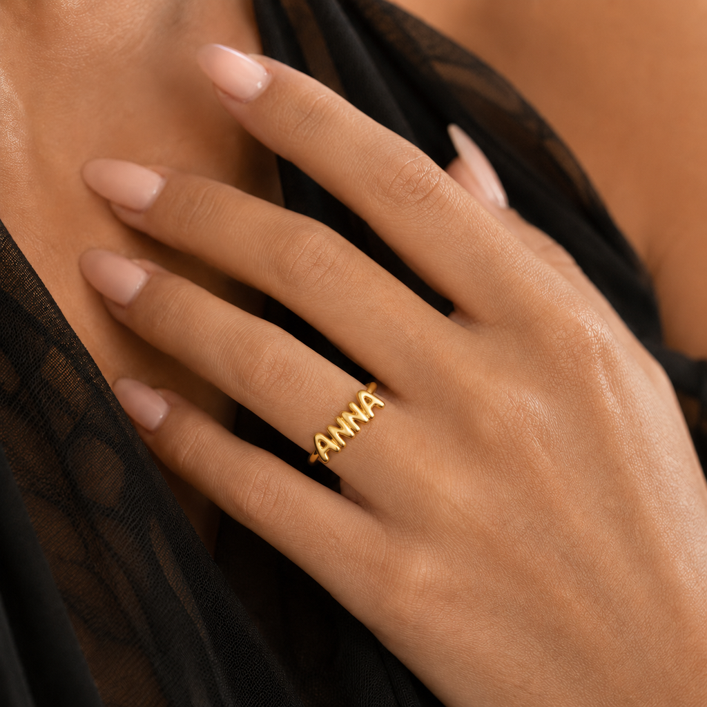 Personalized Bubble Name Ring